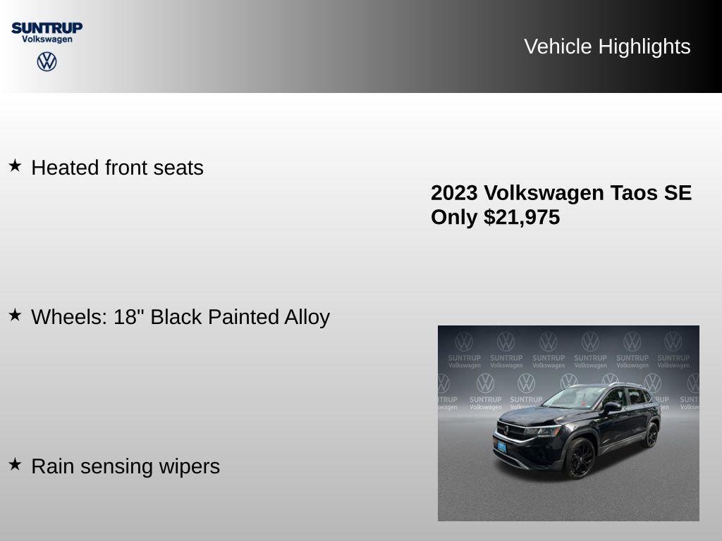 used 2023 Volkswagen Taos car, priced at $22,488