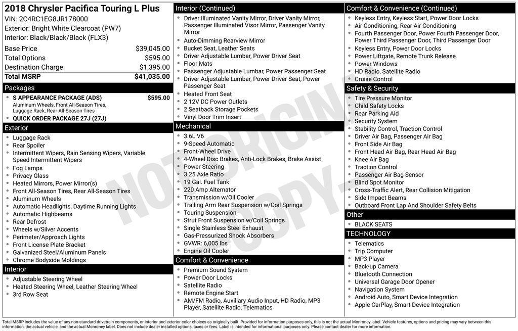 used 2018 Chrysler Pacifica car, priced at $15,595