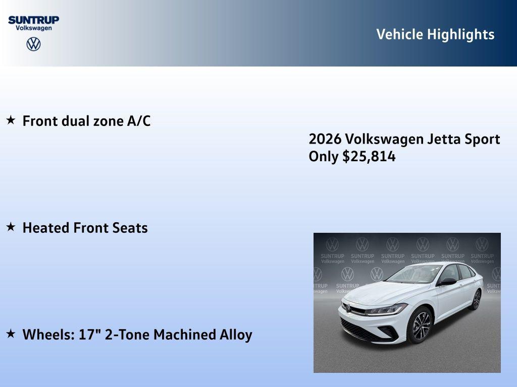 new 2026 Volkswagen Jetta car, priced at $25,814