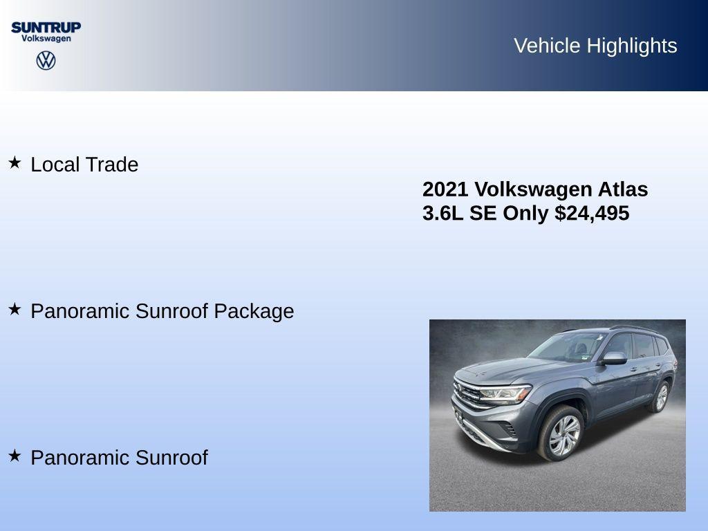 used 2021 Volkswagen Atlas car, priced at $23,985