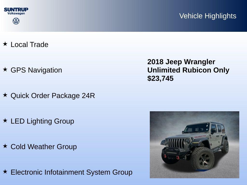 used 2018 Jeep Wrangler Unlimited car, priced at $22,585