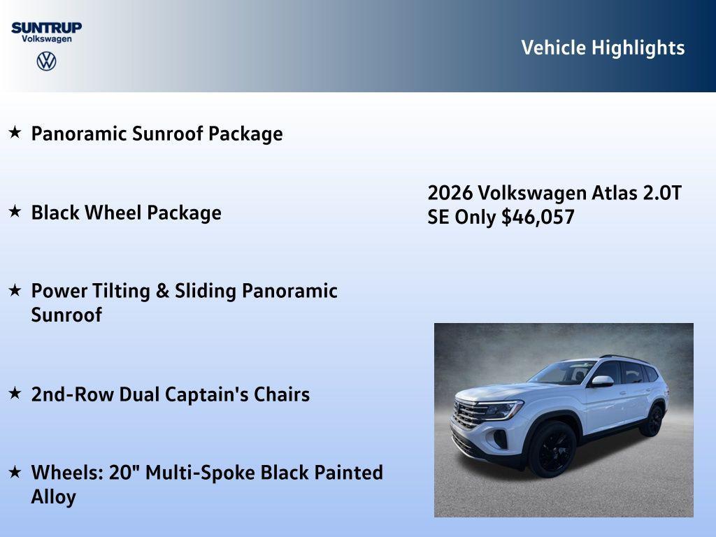 new 2026 Volkswagen Atlas car, priced at $46,057