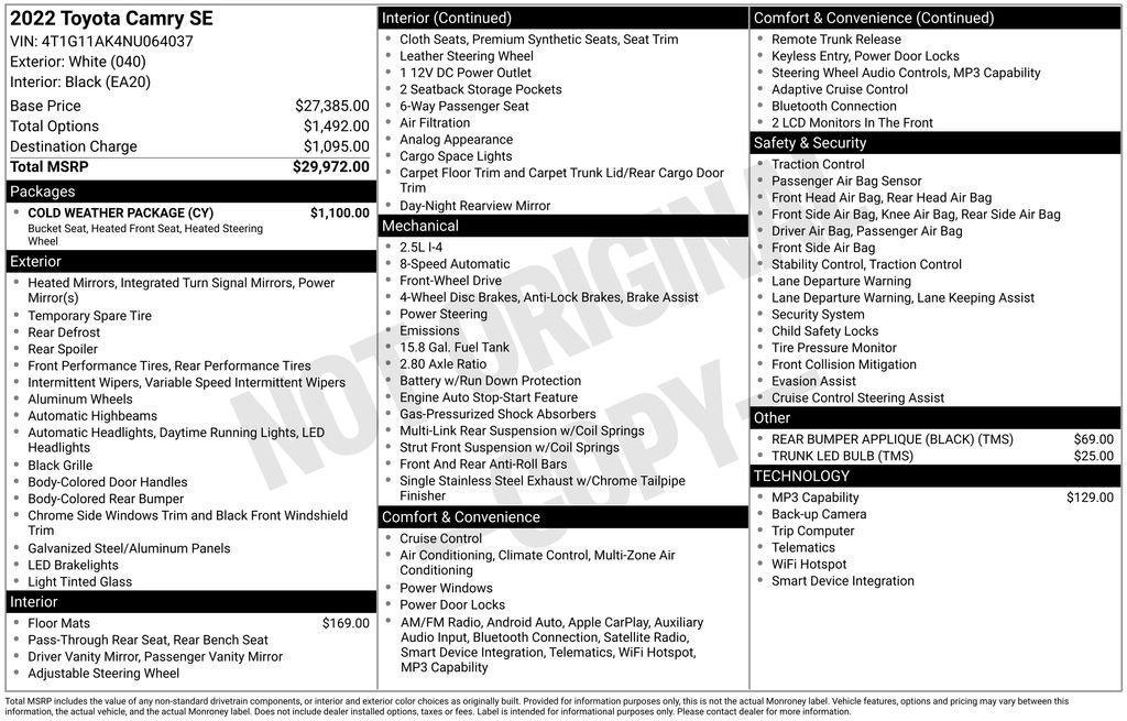 used 2022 Toyota Camry car, priced at $24,148