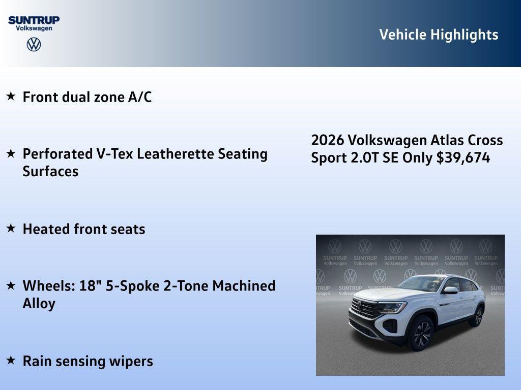 new 2026 Volkswagen Atlas Cross Sport car, priced at $39,674