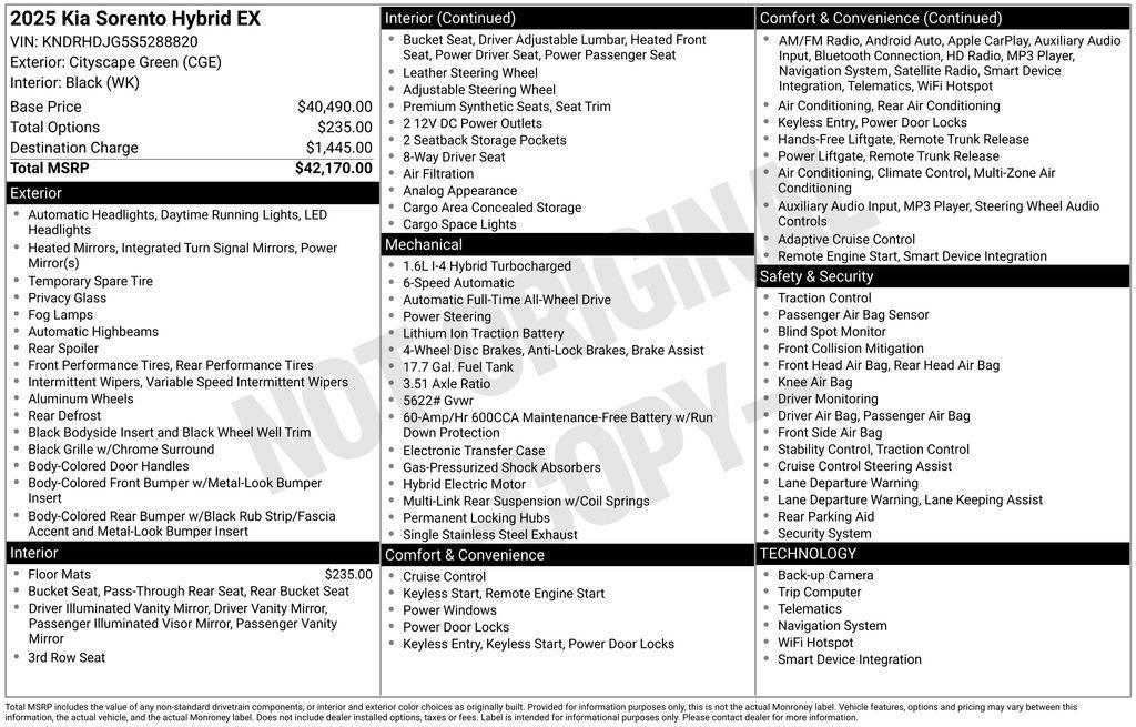 used 2025 Kia Sorento Hybrid car, priced at $33,745