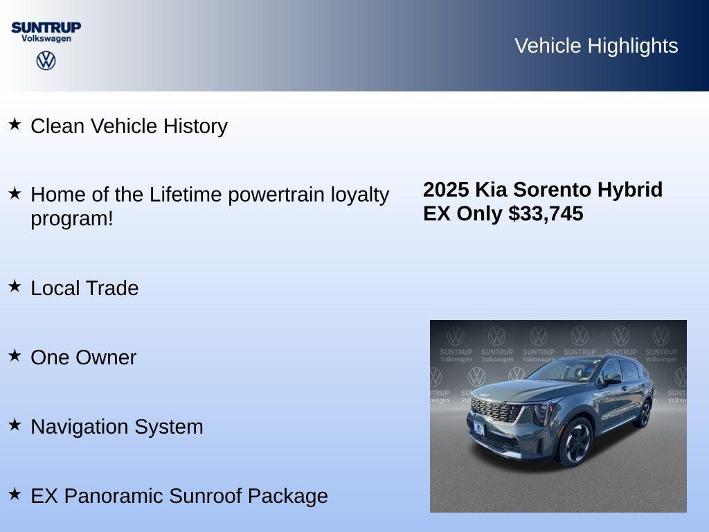 used 2025 Kia Sorento Hybrid car, priced at $33,745
