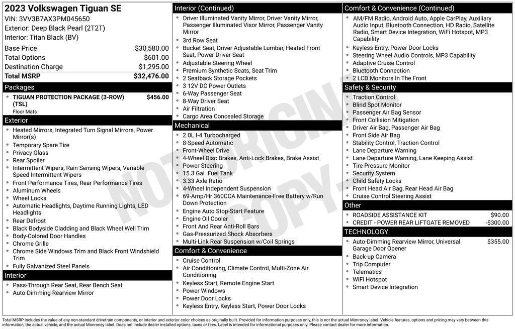 used 2023 Volkswagen Tiguan car, priced at $20,225