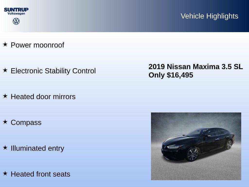 used 2019 Nissan Maxima car, priced at $16,495