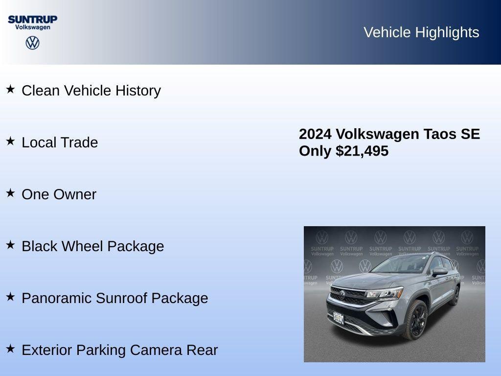 used 2024 Volkswagen Taos car, priced at $21,425