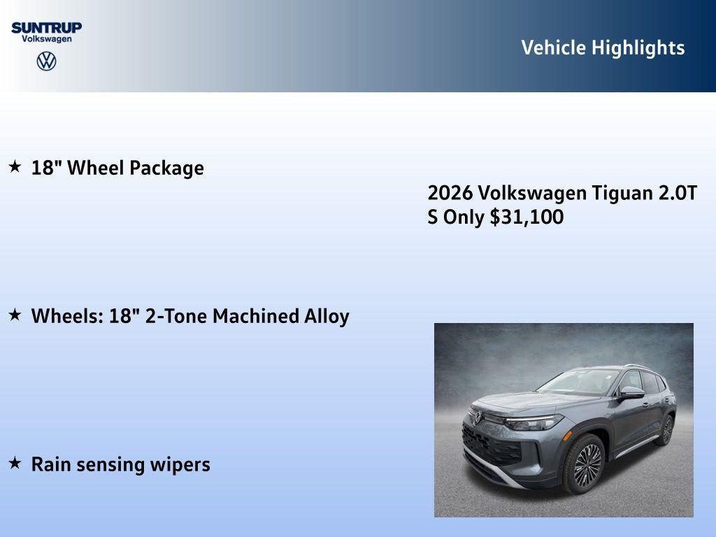 new 2026 Volkswagen Tiguan car, priced at $31,100
