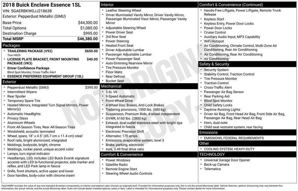 used 2018 Buick Enclave car, priced at $14,985