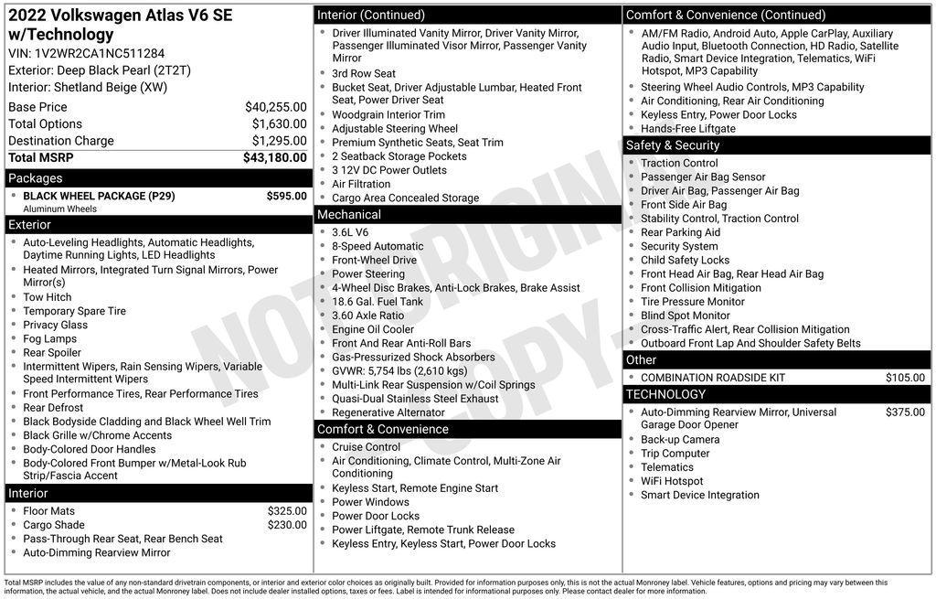 used 2022 Volkswagen Atlas car, priced at $22,785