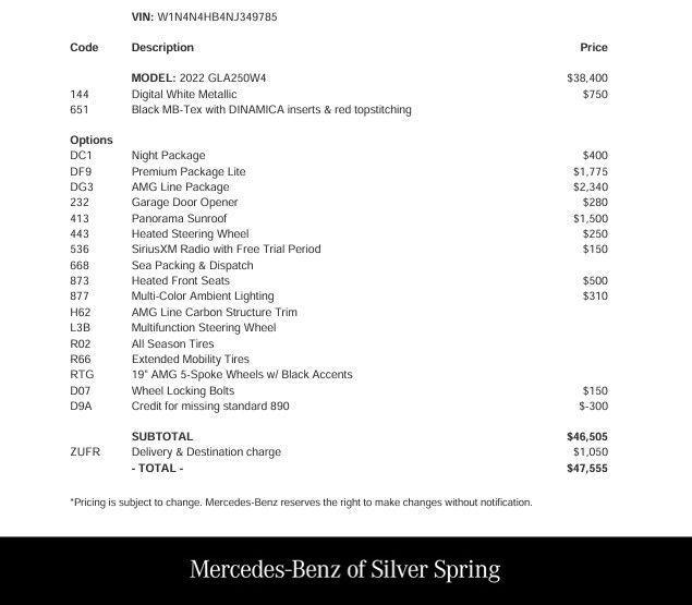 used 2022 Mercedes-Benz GLA 250 car, priced at $29,900