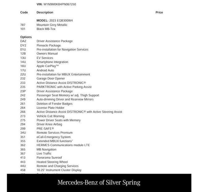 used 2023 Mercedes-Benz EQB 300 car, priced at $30,900