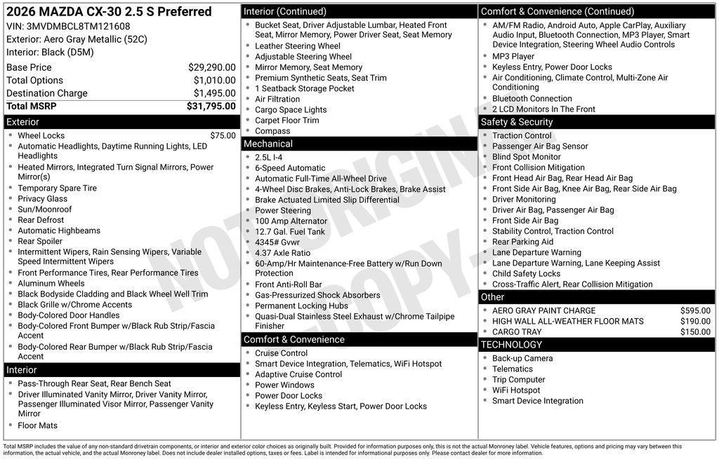 new 2026 Mazda CX-30 car, priced at $29,795