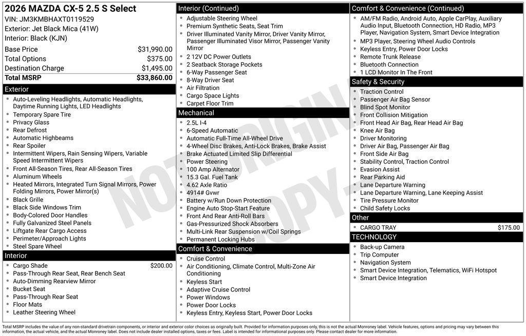 new 2026 Mazda CX-5 car, priced at $34,111