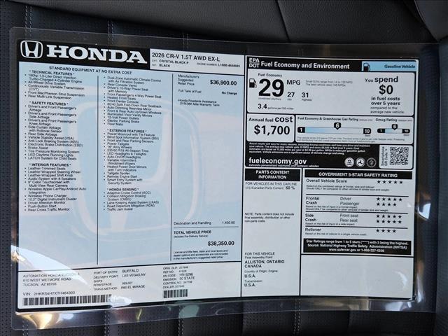 new 2026 Honda CR-V car, priced at $38,350