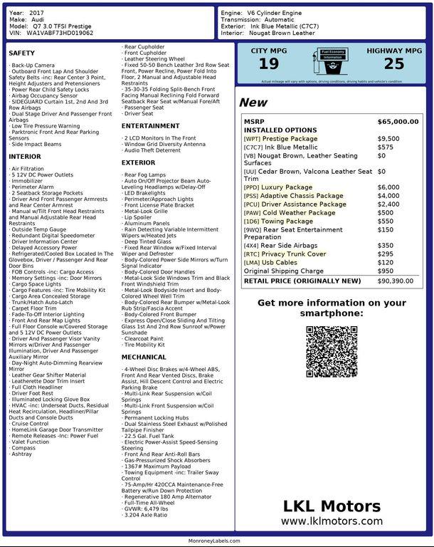 used 2017 Audi Q7 car, priced at $16,950