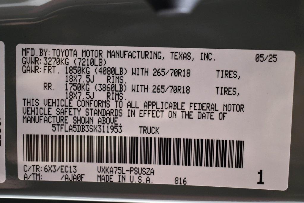 new 2025 Toyota Tundra car, priced at $64,559