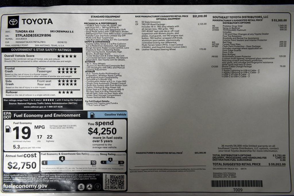 new 2025 Toyota Tundra car, priced at $59,052