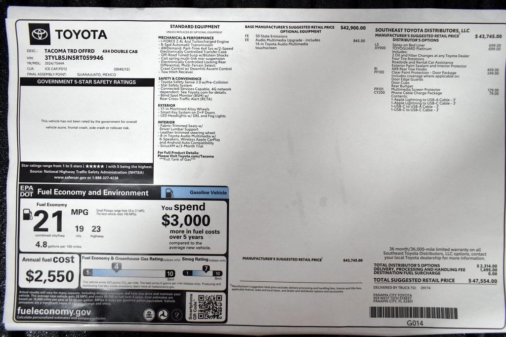 new 2024 Toyota Tacoma car, priced at $47,554