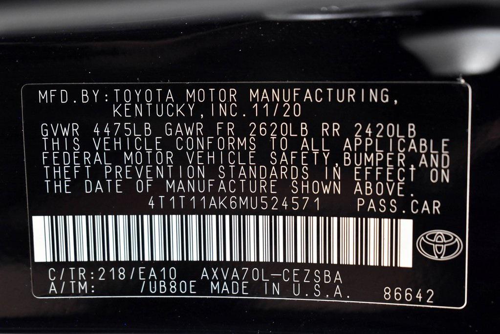 used 2021 Toyota Camry car, priced at $24,384