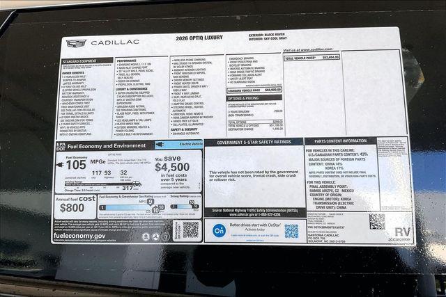 new 2026 Cadillac OPTIQ car, priced at $52,694