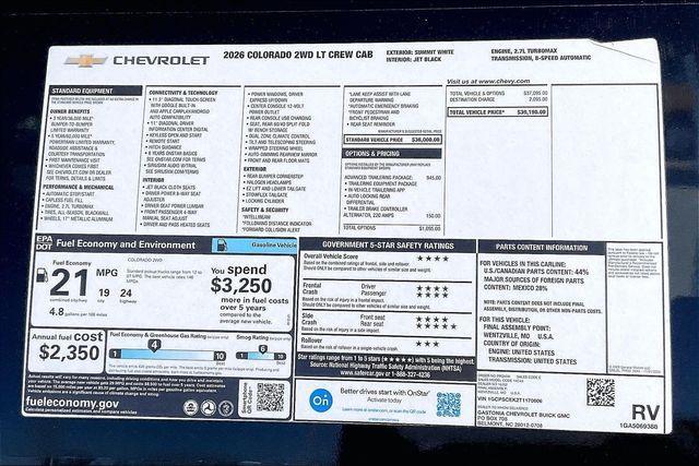 new 2026 Chevrolet Colorado car, priced at $35,190