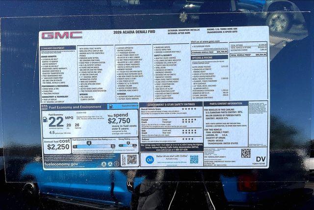 new 2026 GMC Acadia car, priced at $63,004