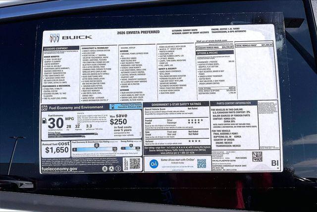 new 2026 Buick Envista car, priced at $27,490