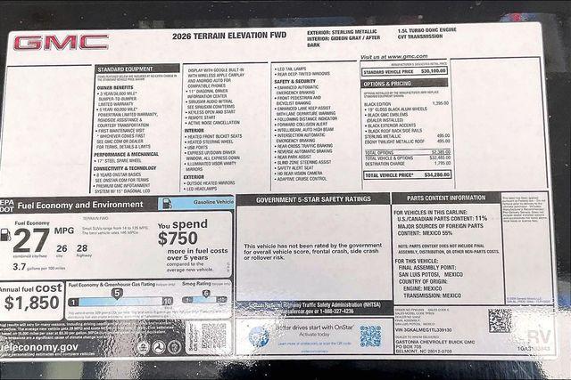 new 2026 GMC Terrain car, priced at $31,681