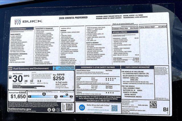 new 2026 Buick Envista car, priced at $27,985