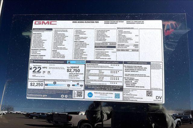 new 2026 GMC Acadia car, priced at $48,875