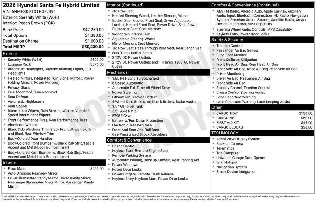 new 2026 Hyundai Santa Fe car, priced at $44,515