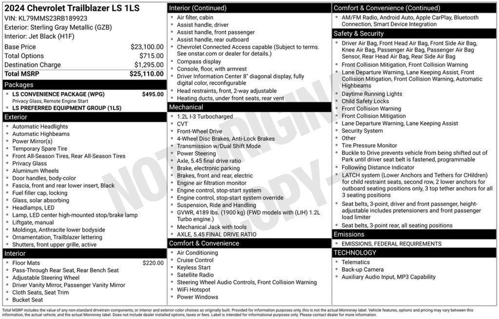 used 2024 Chevrolet TrailBlazer car, priced at $25,710