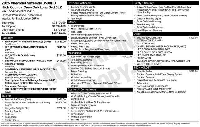 new 2026 Chevrolet Silverado 3500 car, priced at $93,389