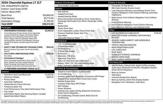 new 2026 Chevrolet Equinox car, priced at $35,210