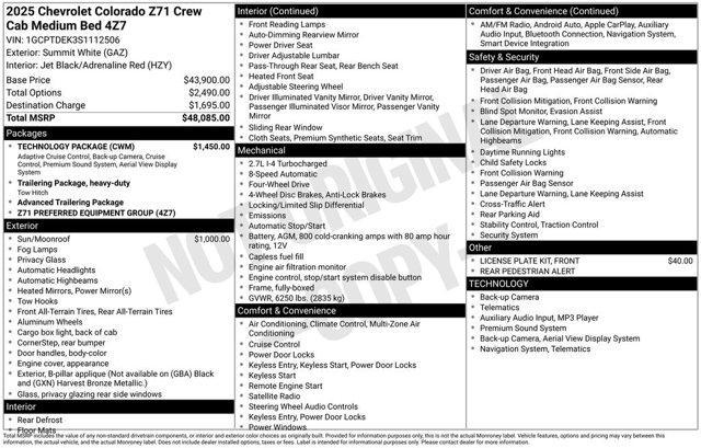 new 2025 Chevrolet Colorado car, priced at $43,885