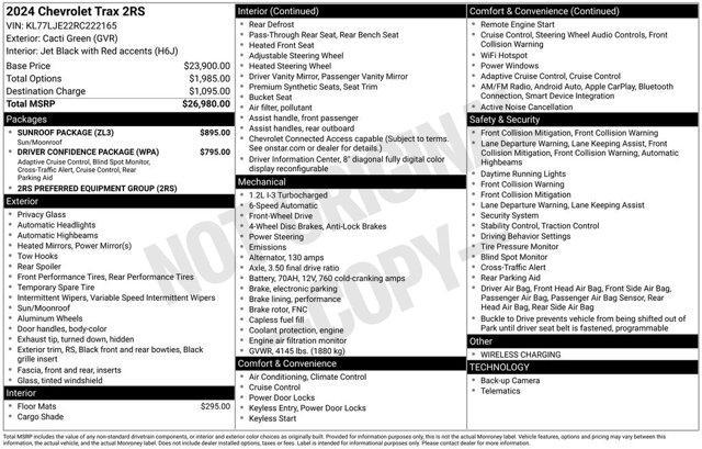 used 2024 Chevrolet Trax car, priced at $22,771