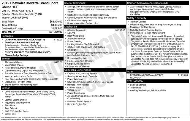 used 2019 Chevrolet Corvette car, priced at $58,500