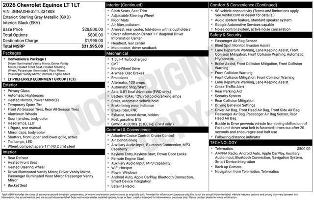 new 2026 Chevrolet Equinox car, priced at $26,195