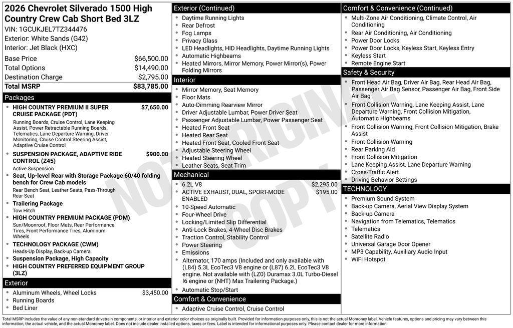 new 2026 Chevrolet Silverado 1500 car, priced at $74,135