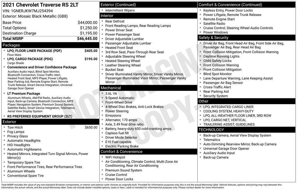used 2021 Chevrolet Traverse car, priced at $22,777