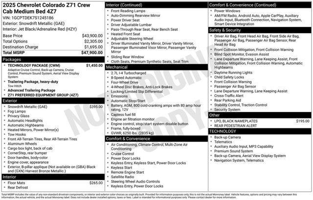 new 2025 Chevrolet Colorado car, priced at $41,900