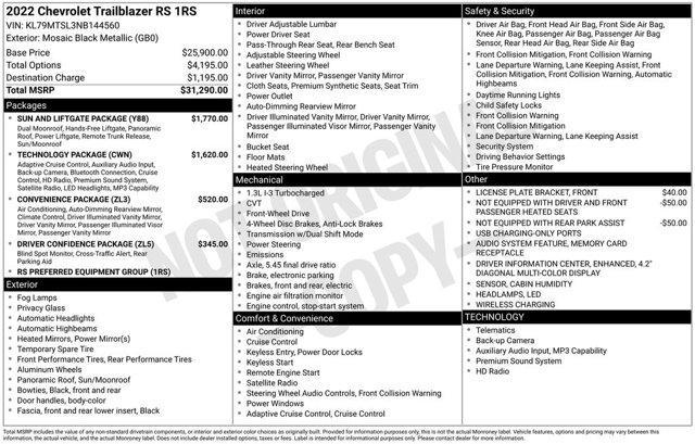 used 2022 Chevrolet TrailBlazer car, priced at $18,555
