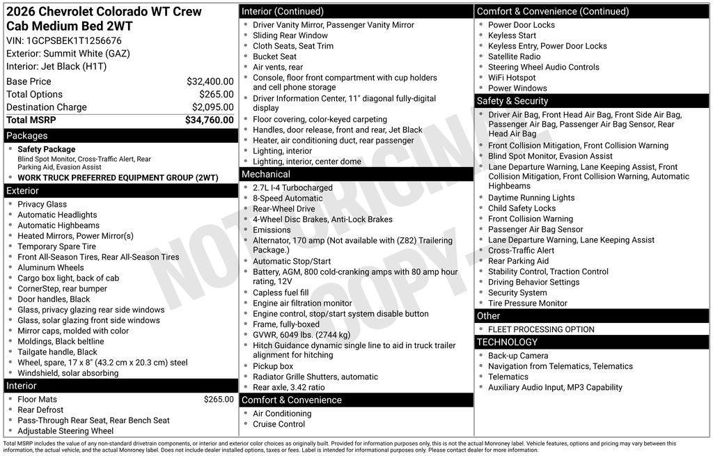 new 2026 Chevrolet Colorado car, priced at $33,059