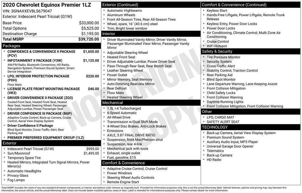 used 2020 Chevrolet Equinox car, priced at $21,000