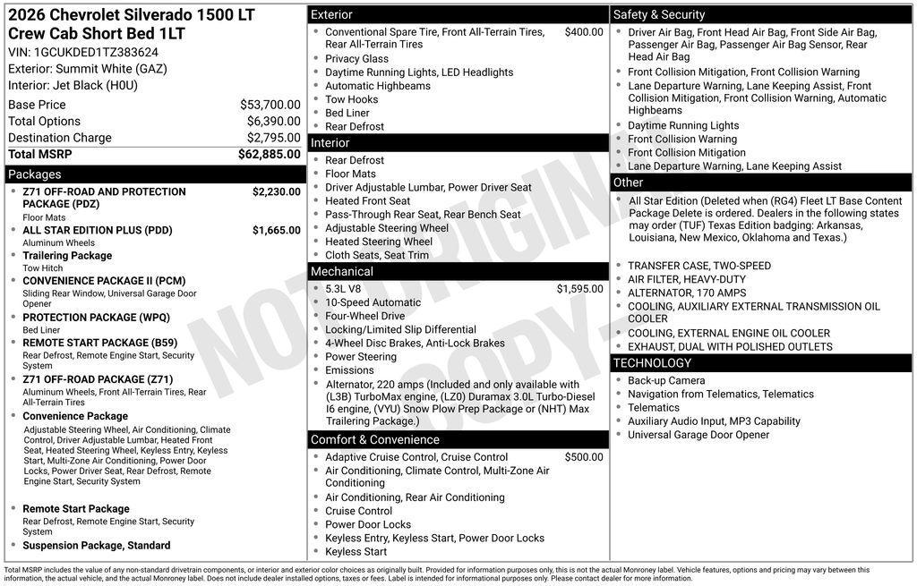 new 2026 Chevrolet Silverado 1500 car, priced at $51,934