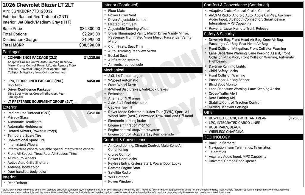 new 2026 Chevrolet Blazer car, priced at $35,890