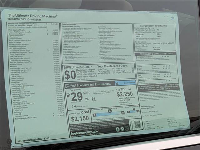 new 2026 BMW 330 car, priced at $53,025